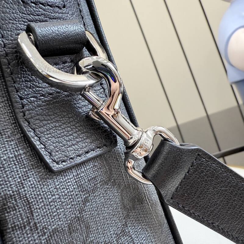 Gucci Gray GG monogram canvas with black leather work — AAA Quality Replica