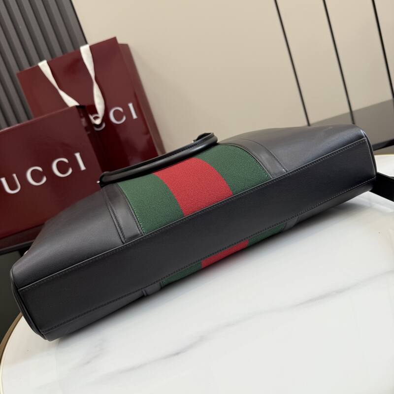 Gucci Black leather with green and red Web stripe work — Top Quality Replica