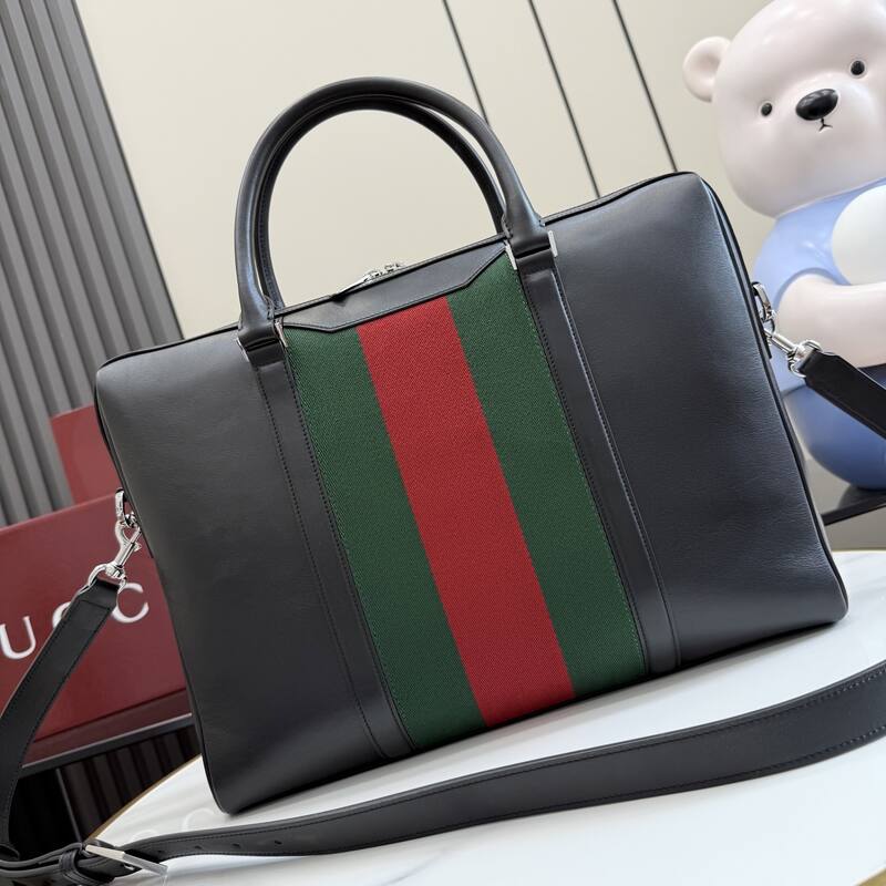 Gucci Black leather with green and red Web stripe work — Top Quality Replica