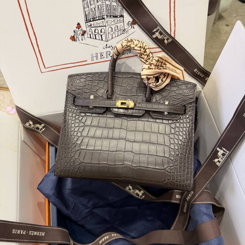 Hermes Birkin 20 Black Gray 20 top handle — Premium Replica