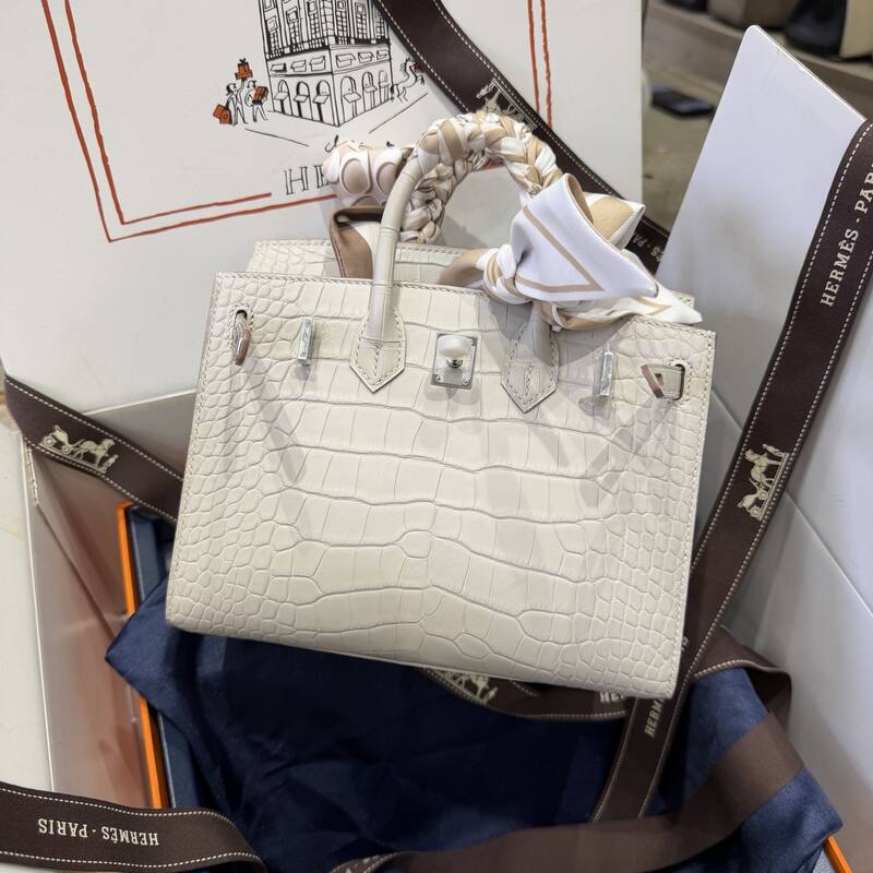 Hermes Birkin 20 Black Gray 20 top handle — Premium Replica