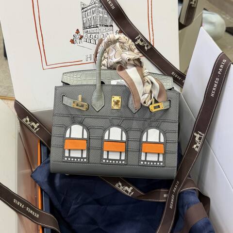 Hermes Birkin 20 Black Gray 20 top handle Premium Replica