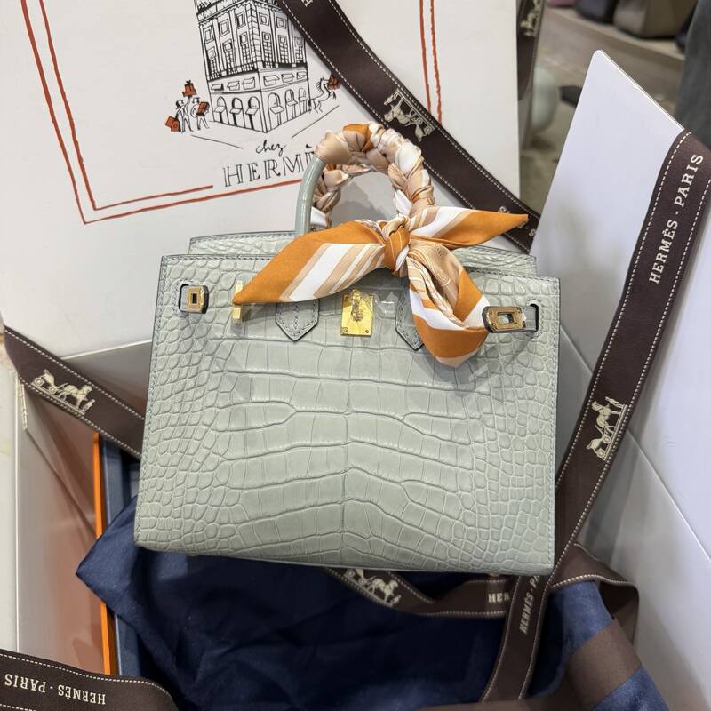 Hermes Birkin 20 Black Gray 20 top handle — Premium Replica