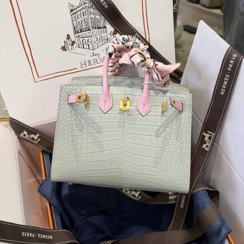 Hermes Birkin 20 Black Gray 20 top handle — Premium Replica