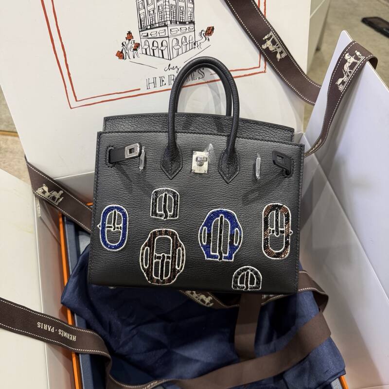 Hermes Birkin 20 Black Gray 20 top handle — Premium Replica