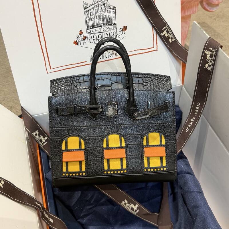 Hermes Birkin 20 Black Gray 20 top handle — Premium Replica