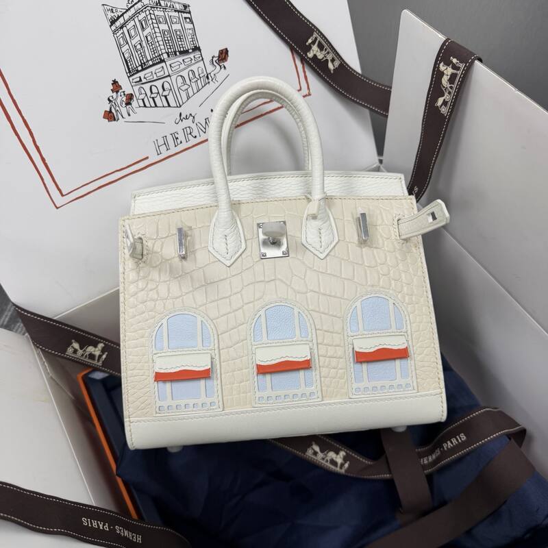 Hermes Birkin 20 Black Gray 20 top handle — Premium Replica