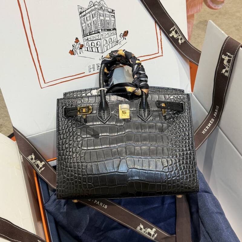 Hermes Birkin 20 Black Gray 20 top handle — Premium Replica