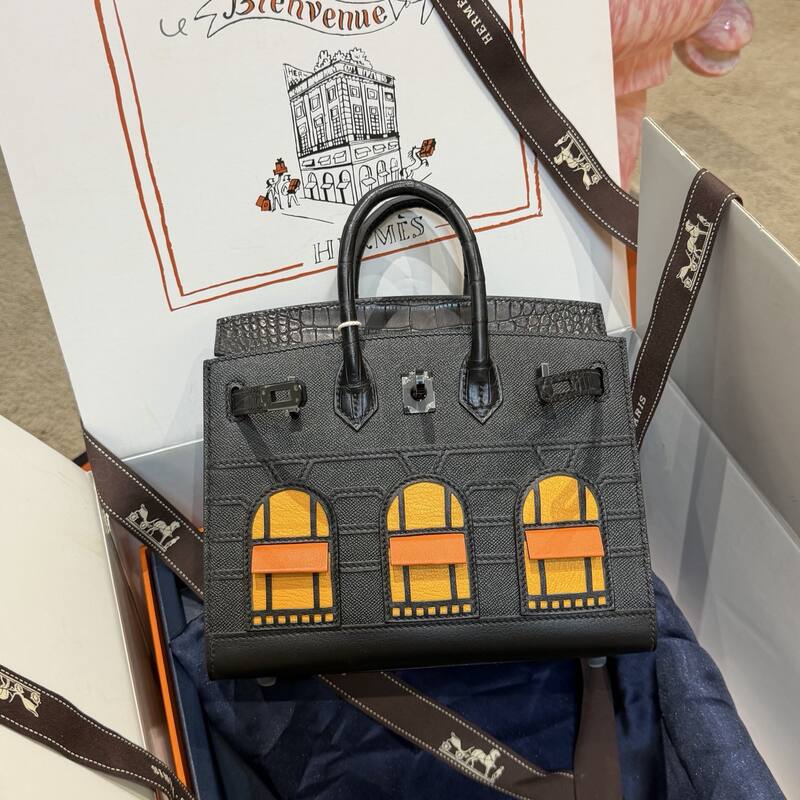 Hermes Birkin 20 Black Gray 20 top handle — Premium Replica
