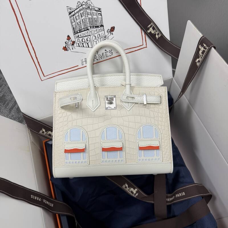 Hermes Birkin 20 Black Gray 20 top handle — Premium Replica