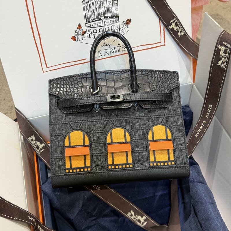 Hermes Birkin 20 Black Gray 20 top handle — Premium Replica