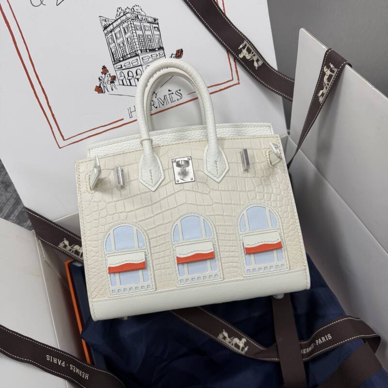 Hermes Birkin 20 Black Gray 20 top handle — Premium Replica