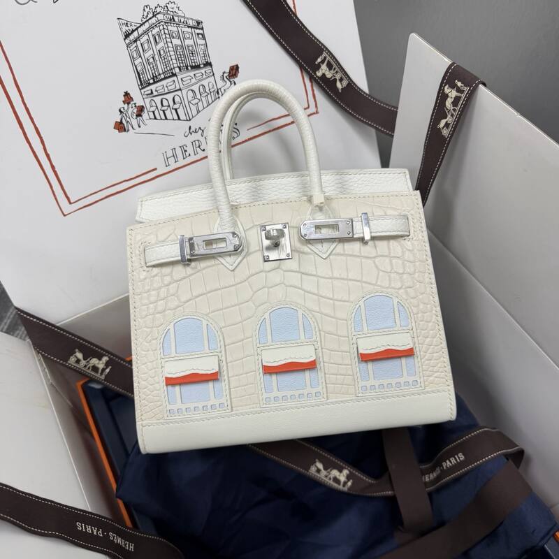 Hermes Birkin 20 Black Gray 20 top handle — Premium Replica