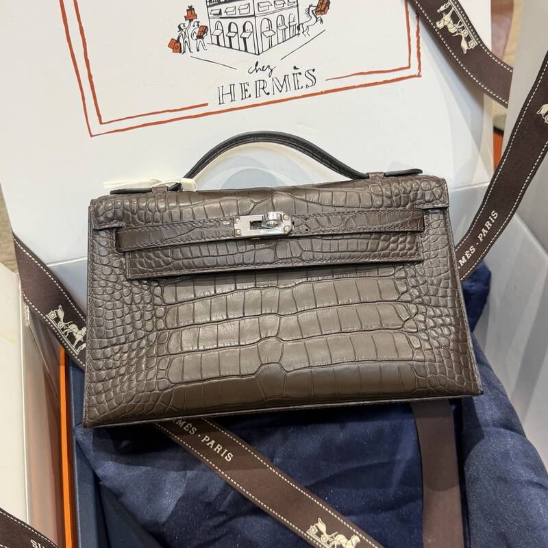 Hermes Kelly Danse Black lizard crossbody — Premium Replica