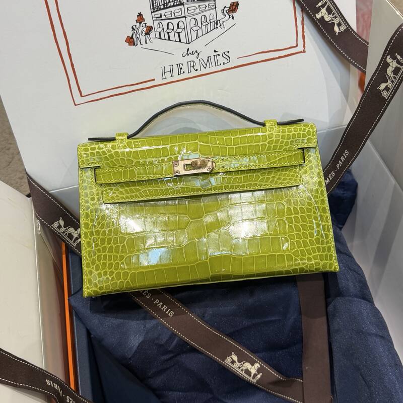 Hermes Kelly Danse Black lizard crossbody — Premium Replica