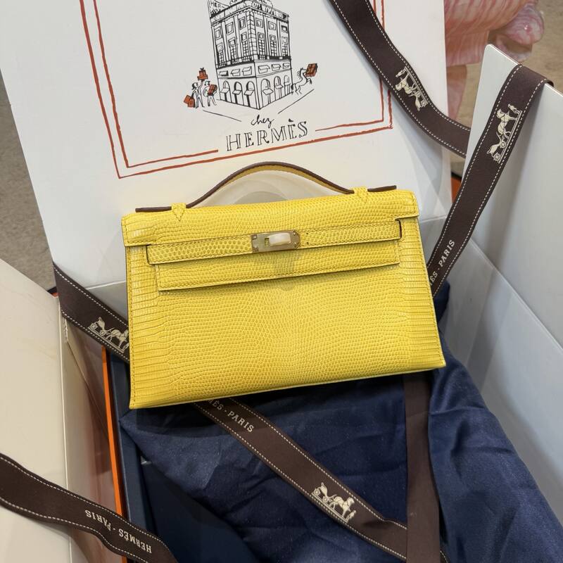Hermes Kelly Danse Black lizard crossbody — Premium Replica