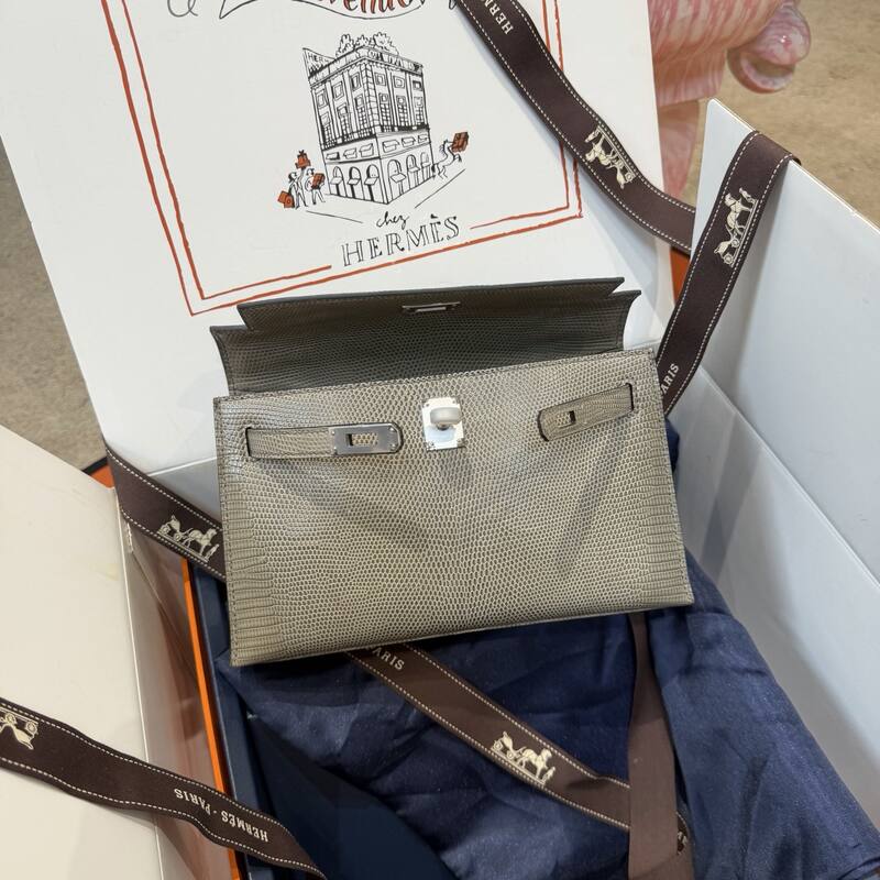 Hermes Kelly Danse Black lizard crossbody — Premium Replica