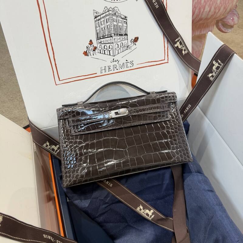 Hermes Kelly Danse Black lizard crossbody — Premium Replica