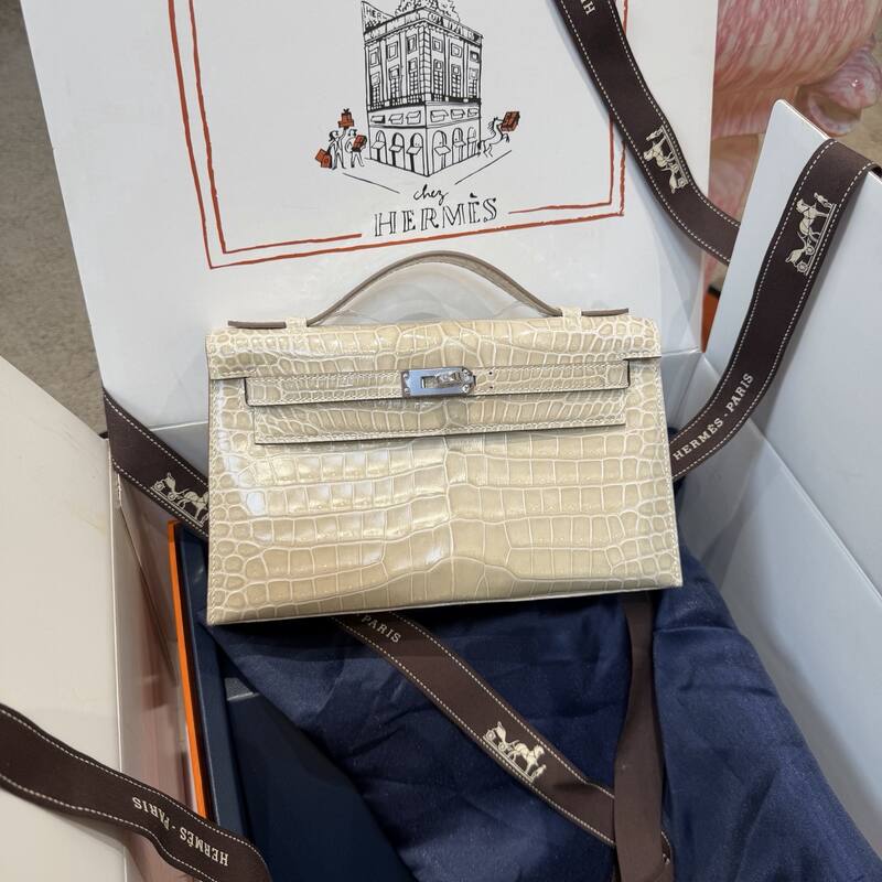 Hermes Kelly Danse Black lizard crossbody — Premium Replica