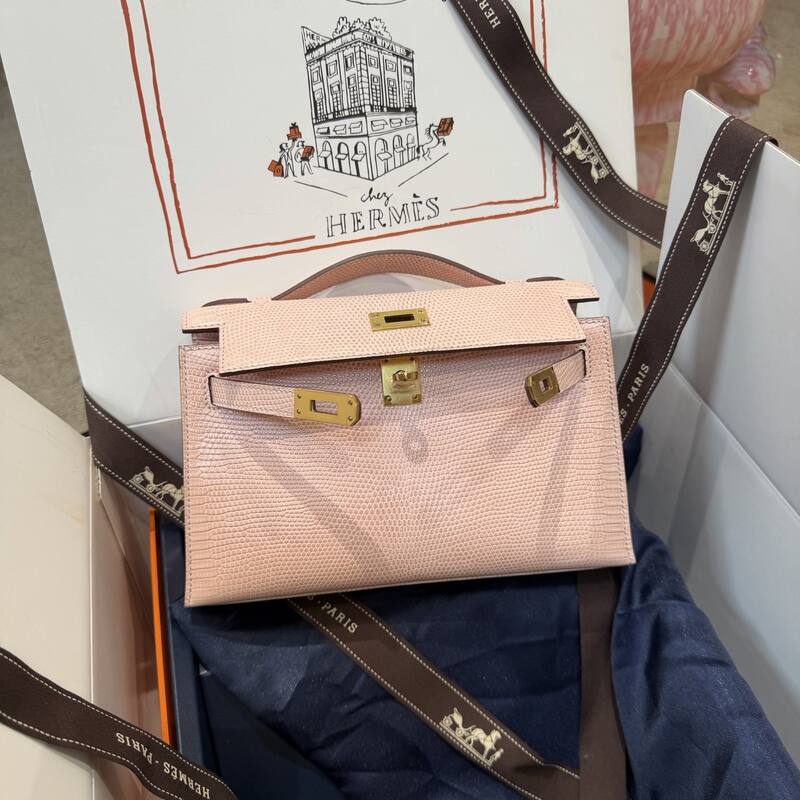 Hermes Kelly Danse Black lizard crossbody — Premium Replica