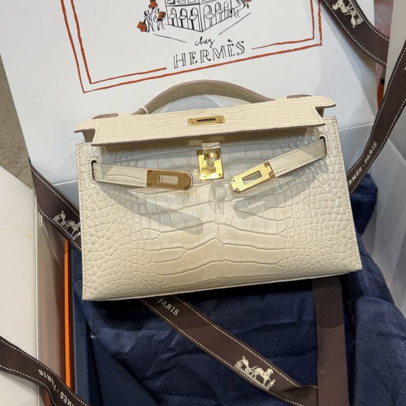Hermes Kelly Danse Black lizard crossbody — Premium Replica