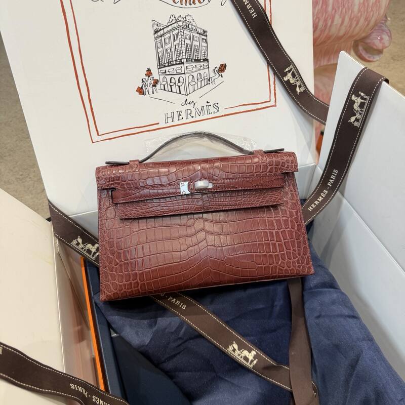 Hermes Kelly Danse Black lizard crossbody — Premium Replica