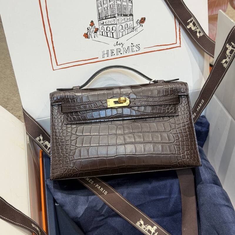 Hermes Kelly Danse Black lizard crossbody — Premium Replica