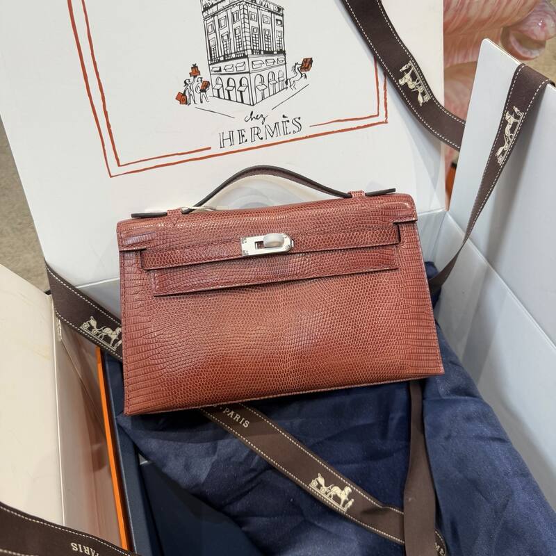 Hermes Kelly Danse Black lizard crossbody — Premium Replica