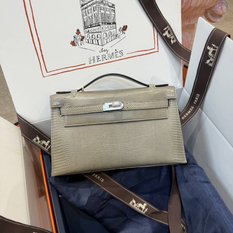 Hermes Kelly Danse Black lizard crossbody — Premium Replica