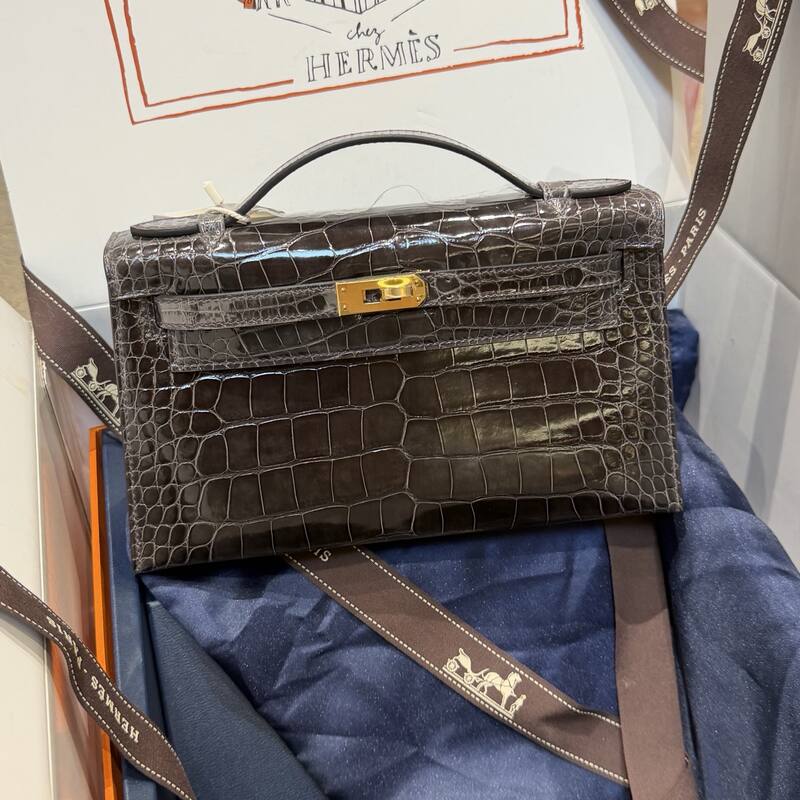 Hermes Kelly Danse Black lizard crossbody — Premium Replica