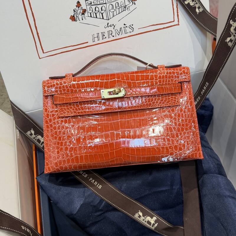 Hermes Kelly Danse Black lizard crossbody — Premium Replica