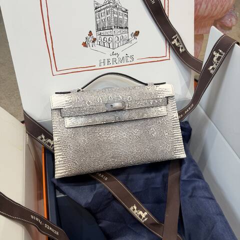 Hermes Kelly Danse Black lizard crossbody Premium Replica