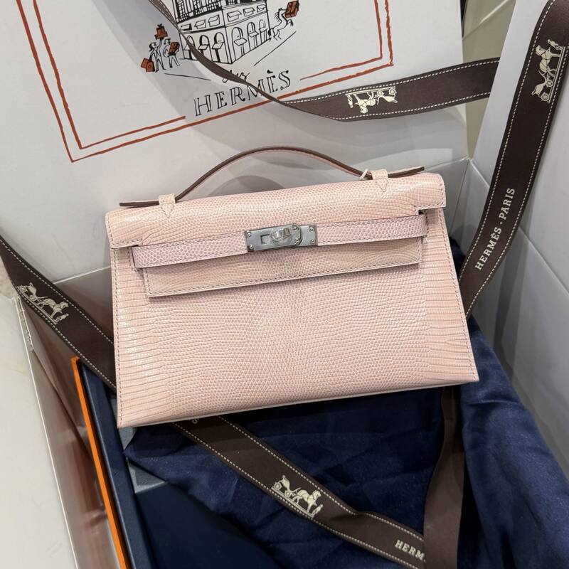 Hermes Kelly Danse Black lizard crossbody — Premium Replica
