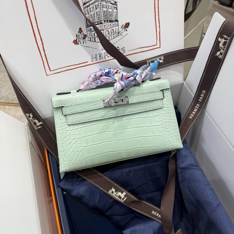 Hermes Kelly Danse Black lizard crossbody — Premium Replica