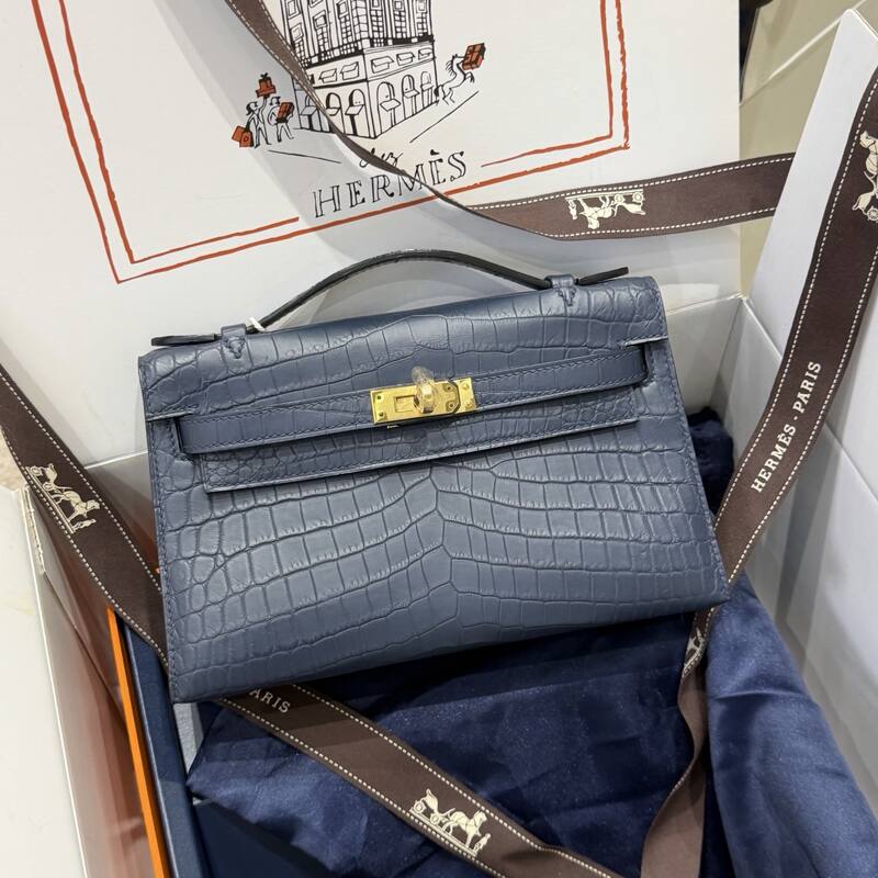 Hermes Kelly Danse Black lizard crossbody — Premium Replica