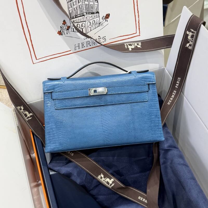 Hermes Kelly Danse Black lizard crossbody — Premium Replica
