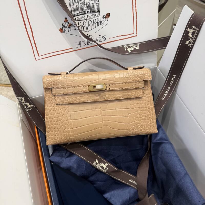 Hermes Kelly Danse Black lizard crossbody — Premium Replica