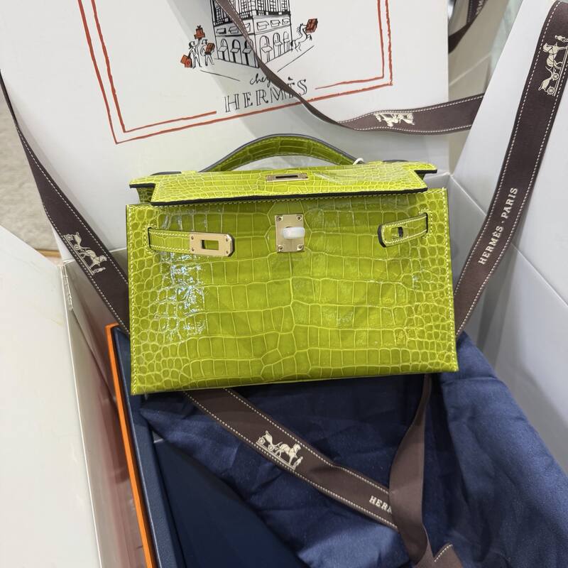 Hermes Kelly Danse Black lizard crossbody — Premium Replica