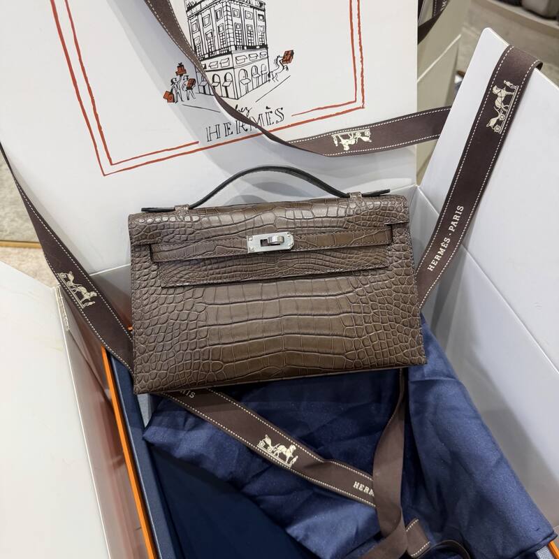Hermes Kelly Danse Black lizard crossbody — Premium Replica