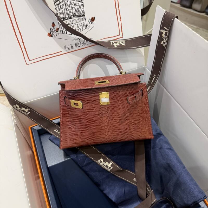 Hermes Kelly 19 Pink lizard top handle — Premium Replica