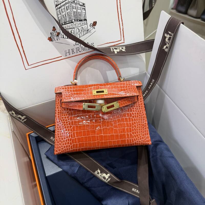Hermes Kelly 19 Pink lizard top handle — Premium Replica