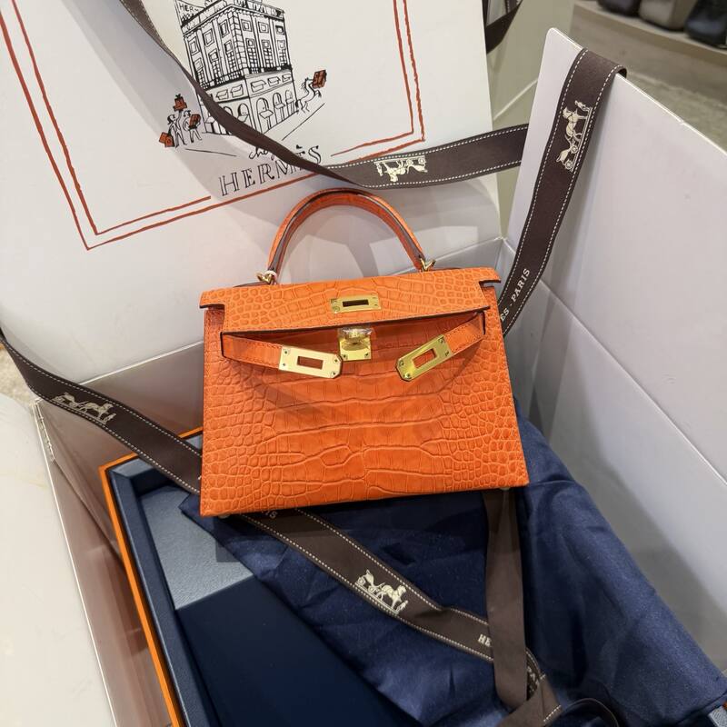 Hermes Kelly 19 Pink lizard top handle — Premium Replica