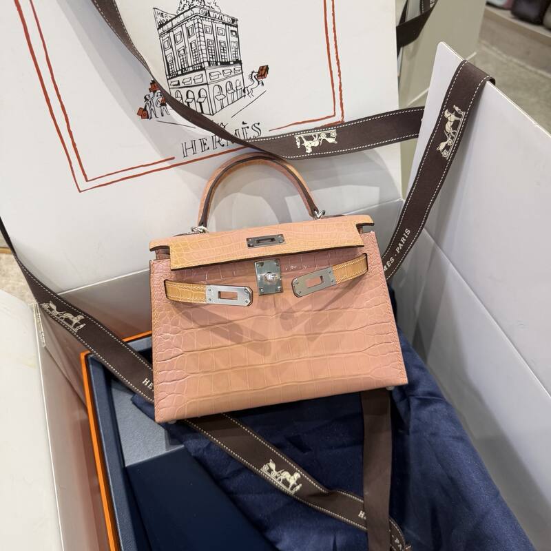 Hermes Kelly 19 Pink lizard top handle — Premium Replica