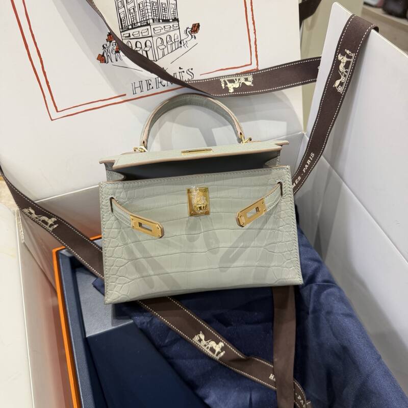 Hermes Kelly 19 Pink lizard top handle — Premium Replica