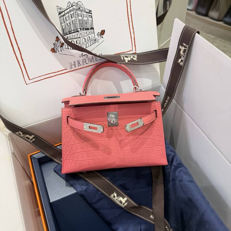 Hermes Kelly 19 Pink lizard top handle — Premium Replica