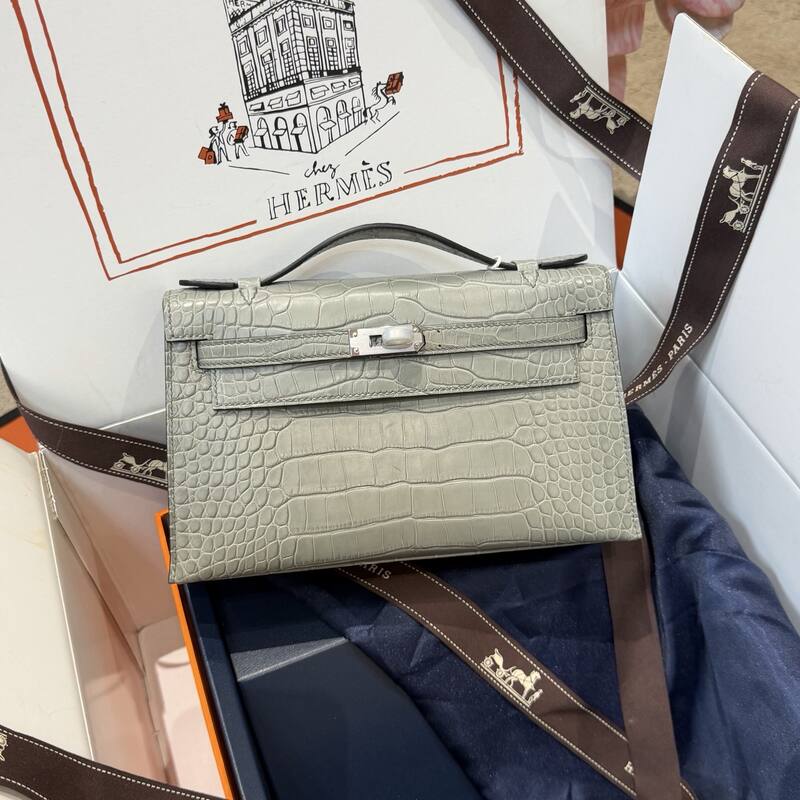 Hermes Kelly Danse Black lizard crossbody — Premium Replica