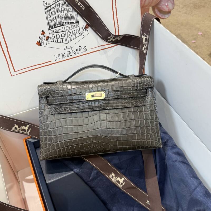 Hermes Kelly Danse Black lizard crossbody — Premium Replica