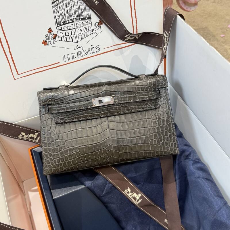 Hermes Kelly Danse Black lizard crossbody — Premium Replica