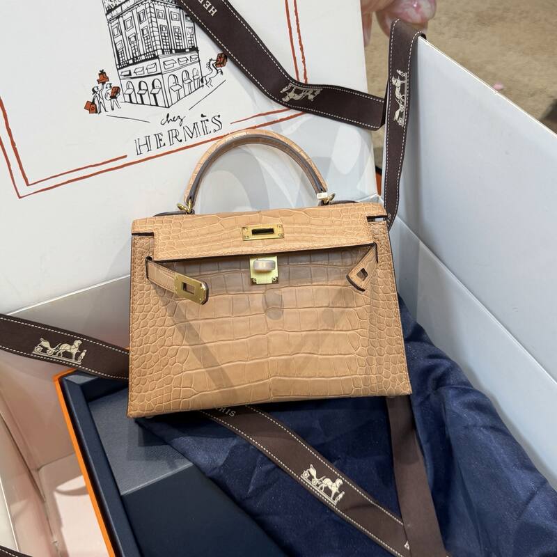 Hermes Kelly 19 Pink lizard top handle — Premium Replica