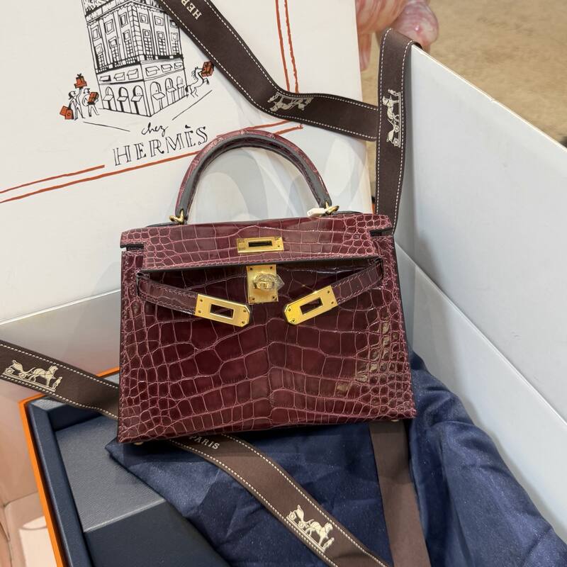 Hermes Kelly 19 Pink lizard top handle — Premium Replica